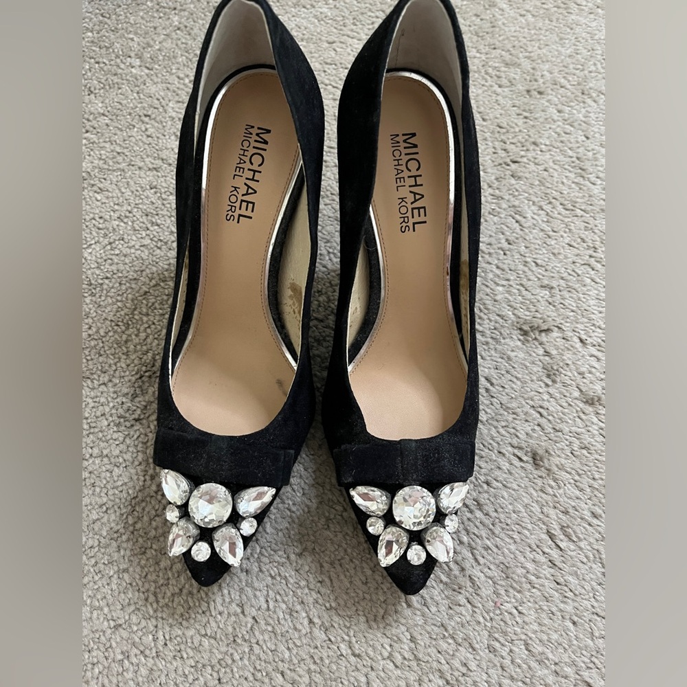 Michael Kors Black Heels with Crystal Embellishments